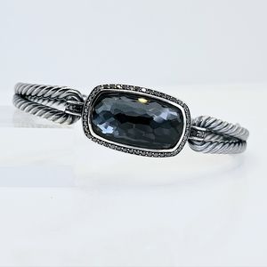 David Yurman Elongated Albion Grey Orchid & Black Diamond Bracelet